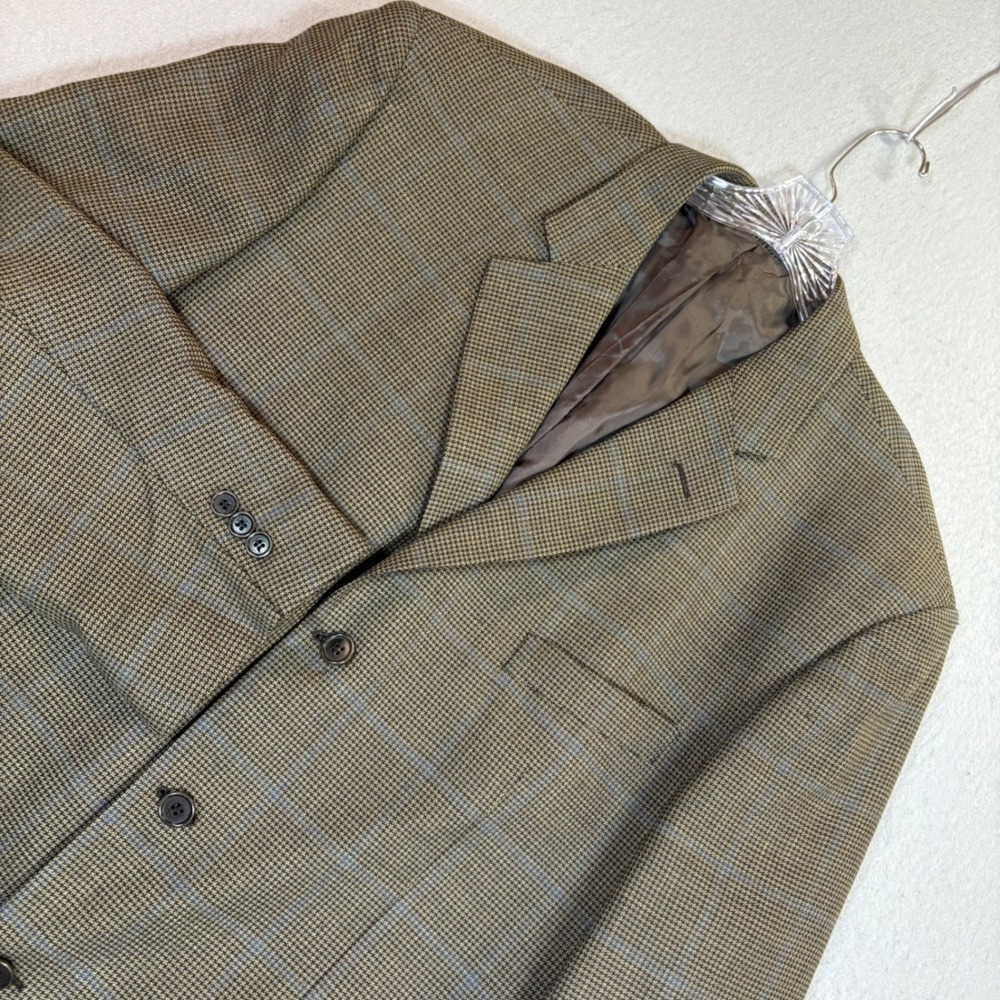 Principe Sport Coat Mens 44L Virgin Wool Houndstooth Brown Made in Italy EUC